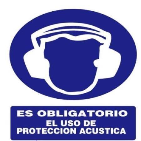 PEGATINA ADHESIVO VINILO / OBLIGATORIO EL USO DE PROTECCION ACUSTICA  10X15