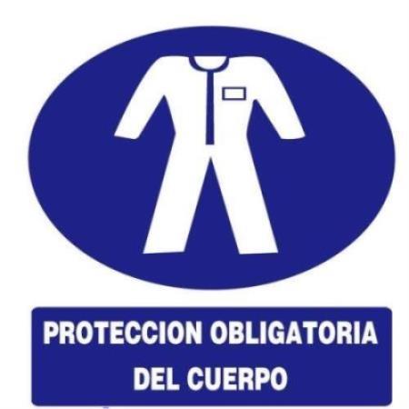 PEGATINA ADHESIVO VINILO / PROTECCION OBLIGATORIA DEL CUERPO 10X15